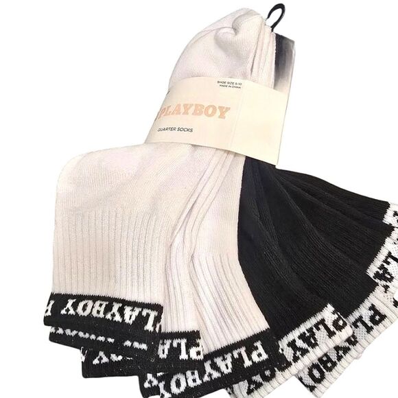 Playboy 6-PK Logo Band Quarter Socks - Picture 2 of 6